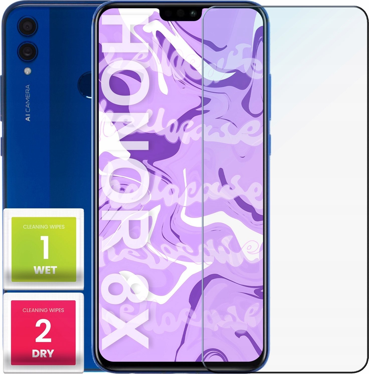 Hello Case Szkło Hartowane do Huawei Honor 8x (szybka 9H, płaskie 2.5D, ochronne)