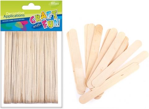 Craft with Fun Ozdoba Dekoracyjne Drewniane Patyczki Opakowanie 60 (W 004)