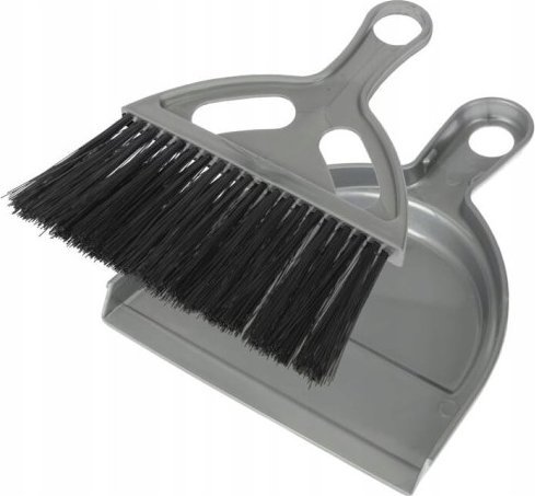 Ravi Szczotka z szufelką srebrny mały zestaw zmiotka + łopatka