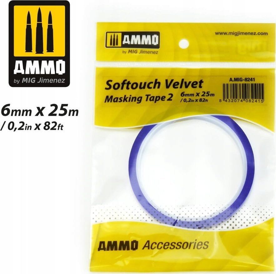 Vallejo Ammo: Softouch Velvet Masking Tape 2 (6 mm x 25 m)