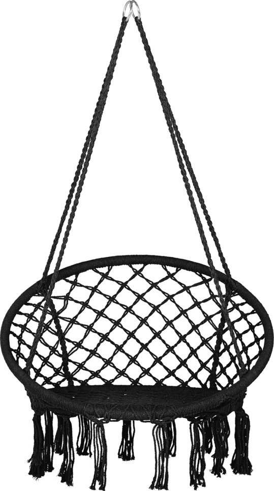 Beliani Fotel wiszący huśtawka makrama czarny GABELLA