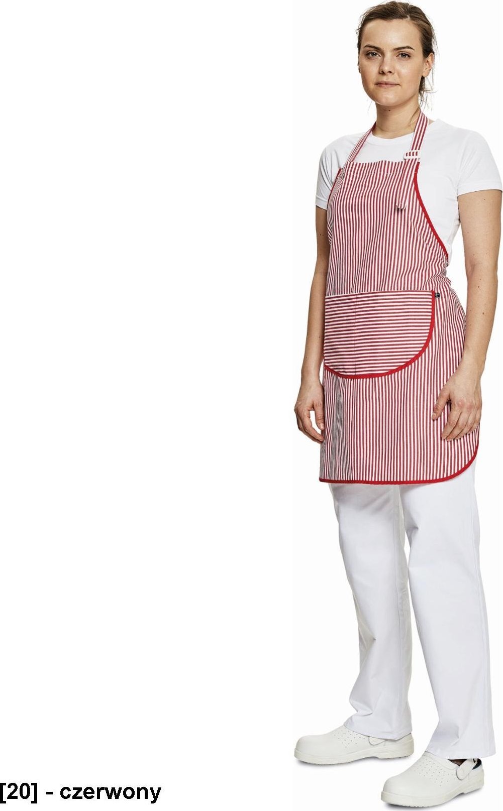 CERVA VENUS -fartuch wiązany w pasie z kieszonką z przodu - czerwony - 70cm/72cm.