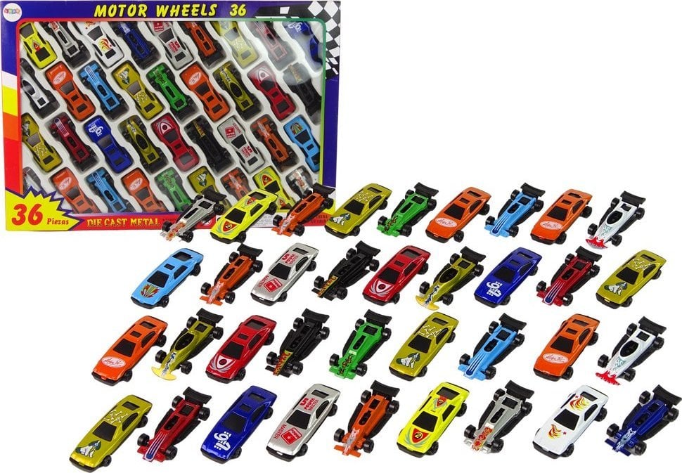 LeanToys Zestaw Resoraków Samochody Auta Wyścigowe 36szt. LEAN Toys