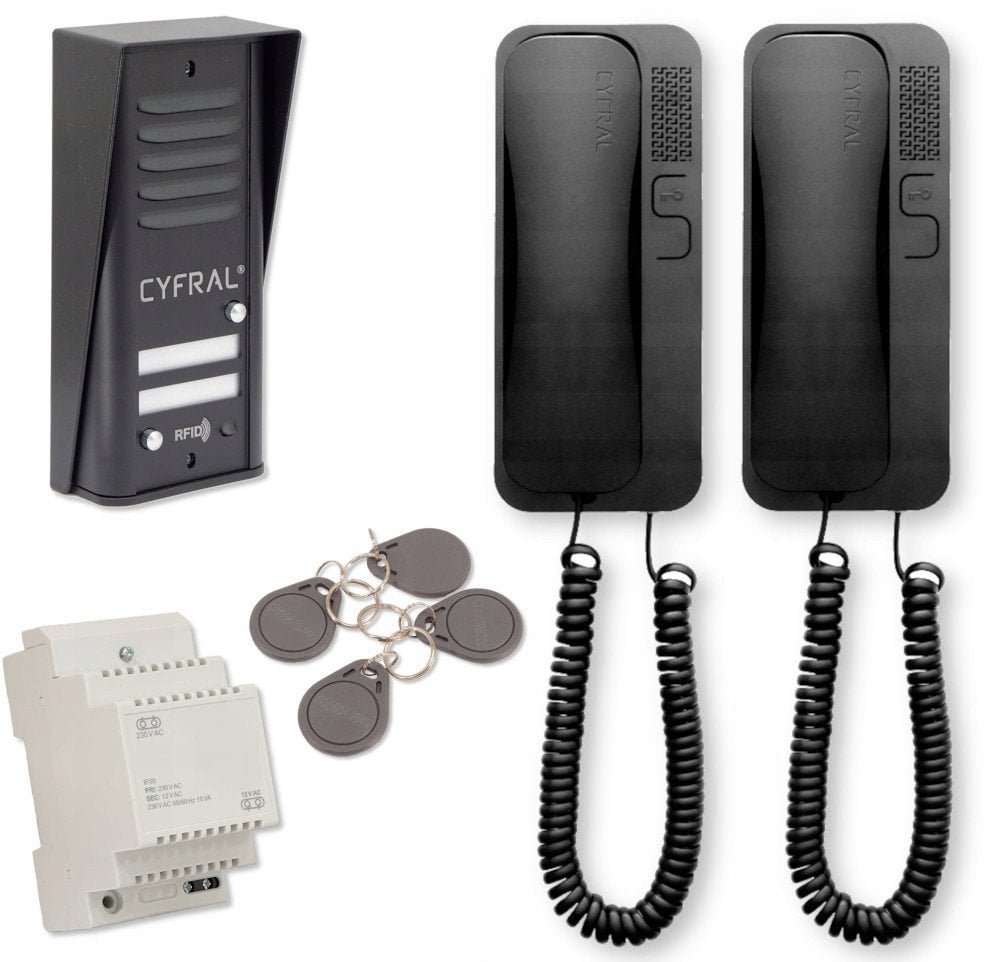 DOMOFON CYFRAL COSMO 2-LOKATORKI CZARNA KASETA CZARNE UNIFONY