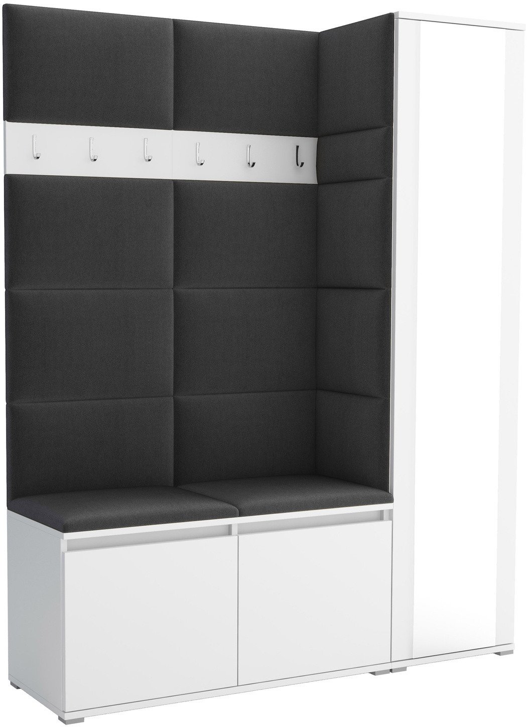 Tapicerowana garderoba Noris VII z lustrem - kolor biały + tkanina Trinity 15