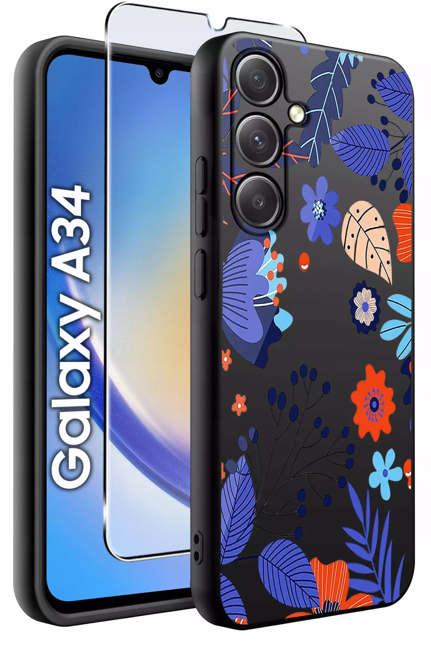 ETUI do Samsung A34 5G WZORY | SILIKONOWE MATT CASE + SZKŁO 9H