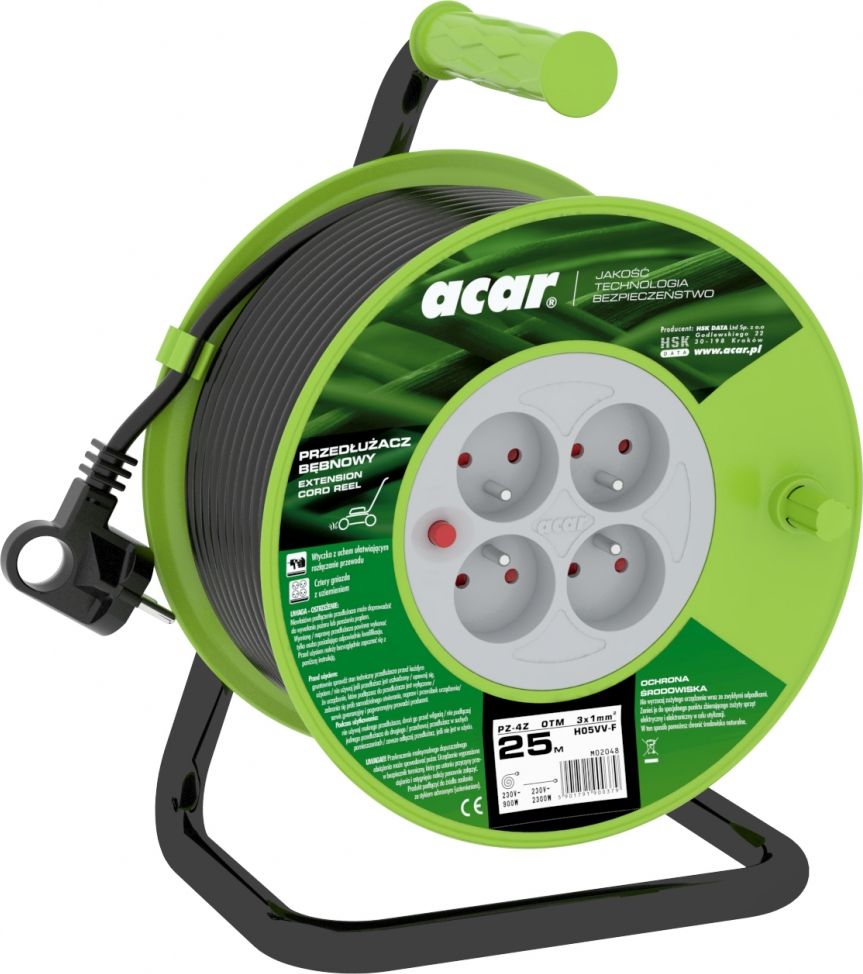Acar przedłużacz bębnowy 25m czarny (M02048)