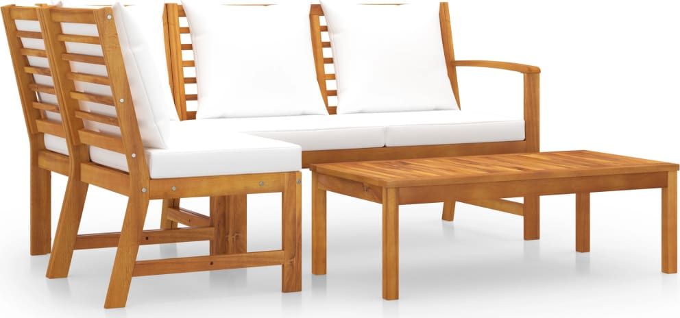 vidaXL 4-cz. zestaw wypoczynkowy do ogrodu poduszki drewno akacjowe