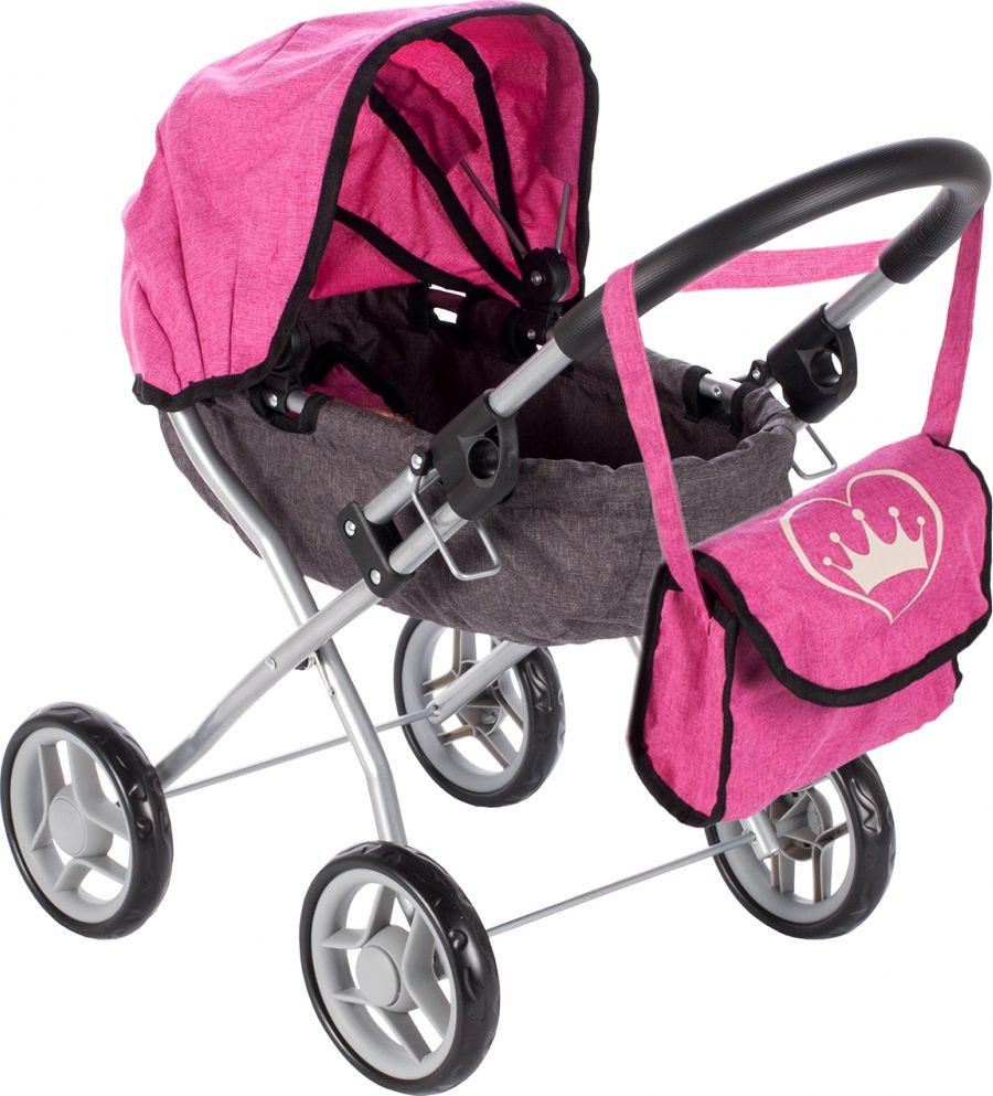 MalPlay WÓZEK DLA LALEK GŁĘBOKI GONDOLA KSIĘŻNICZKA RÓŻOWY