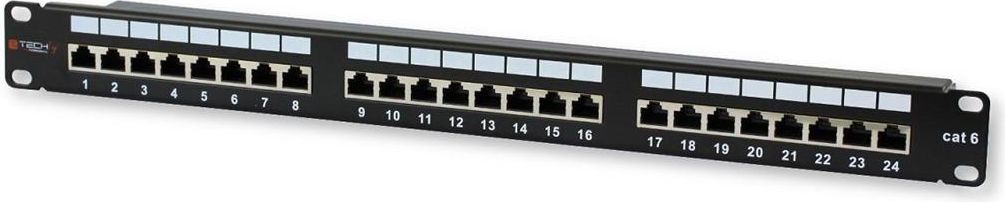 Techly Patch Panel 1U STP 24x RJ45 Cat6 Czarny z Tacką (22878)