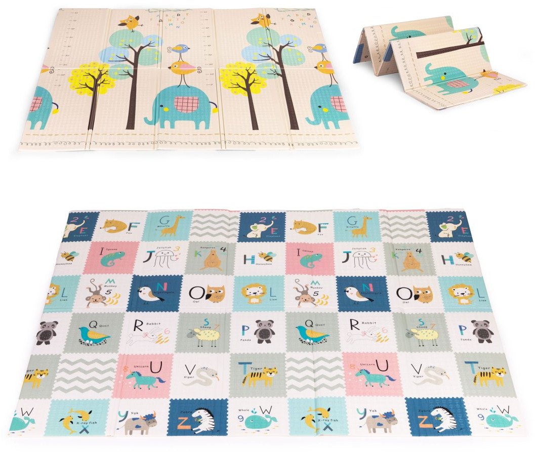 Ecotoys Mata piankowa dla dzieci 200x150 cm edukacyjna dwustronna składana miarka wzrostu alfabet ECOTOYS