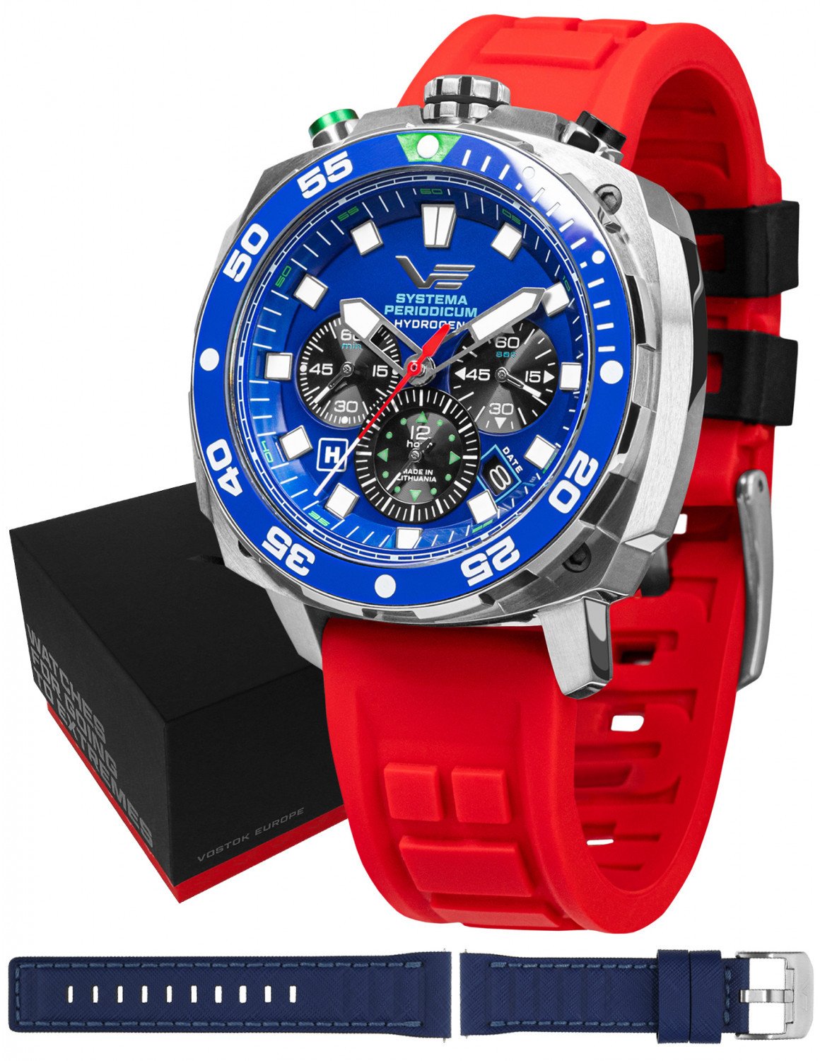 Zegarek męski Vostok Europe VK67-650A720SR czerwony