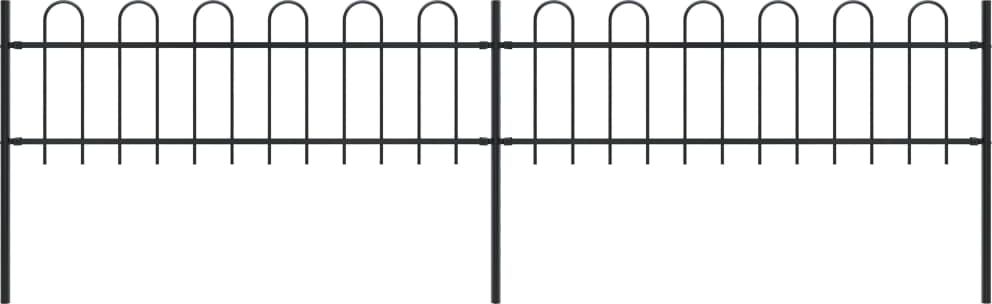 vidaXL Ogrodzenie z zaokrąglonymi końcami, stalowe, 3,4x0,6 m, czarne