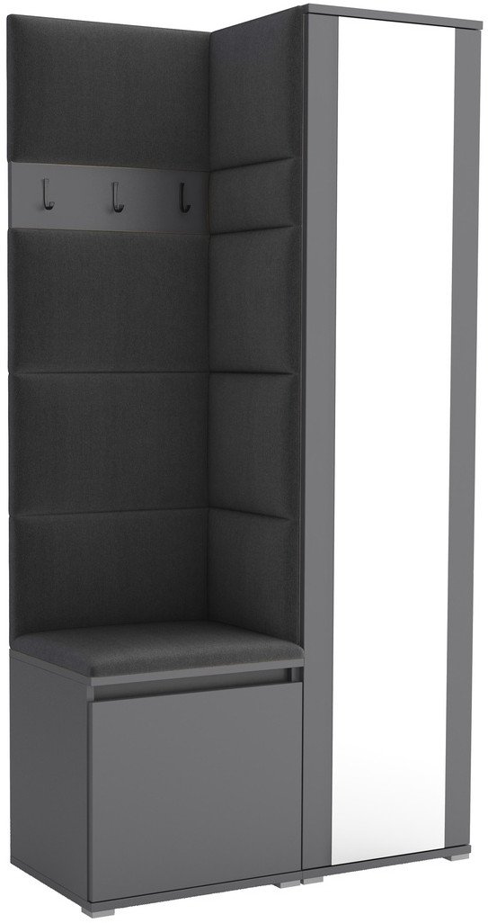 Tapicerowana garderoba Noris VI z lustrem - antracyt + tkanina Trinity 15