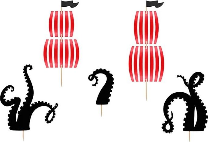 Party Deco Toppery na ciasto Piraci, mix, 5 szt. uniwersalny