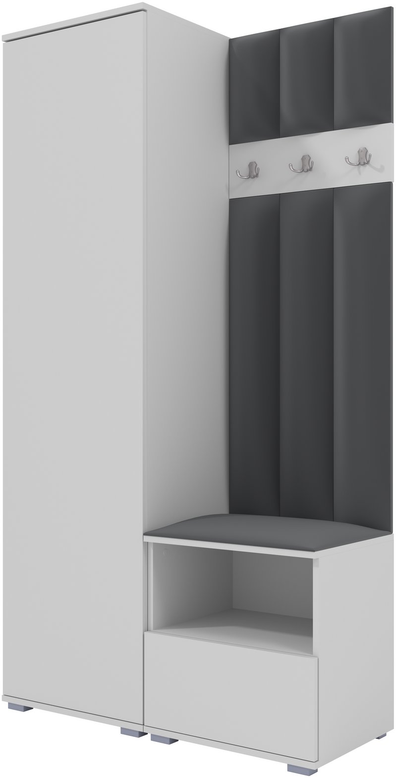 Tapicerowana garderoba Nela I LUX w kolorze białym i tkaninie Trinity 15