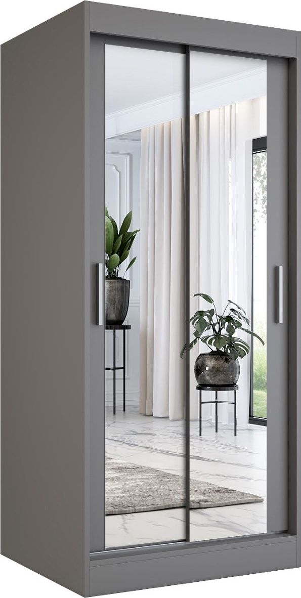 MKPOL Szafa przesuwna MODUO COMFORT 90 antracyt z dwoma lustrami