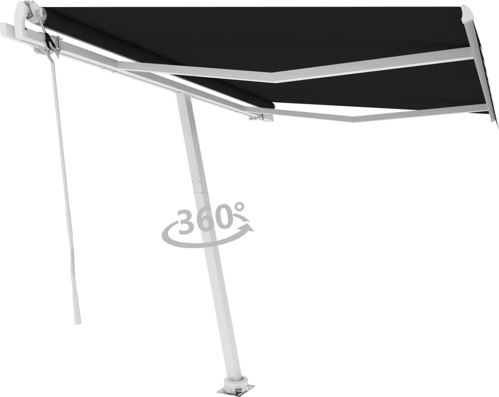 vidaXL Wolnostojąca automatycznie zwijana markiza, 350x250cm, antracyt