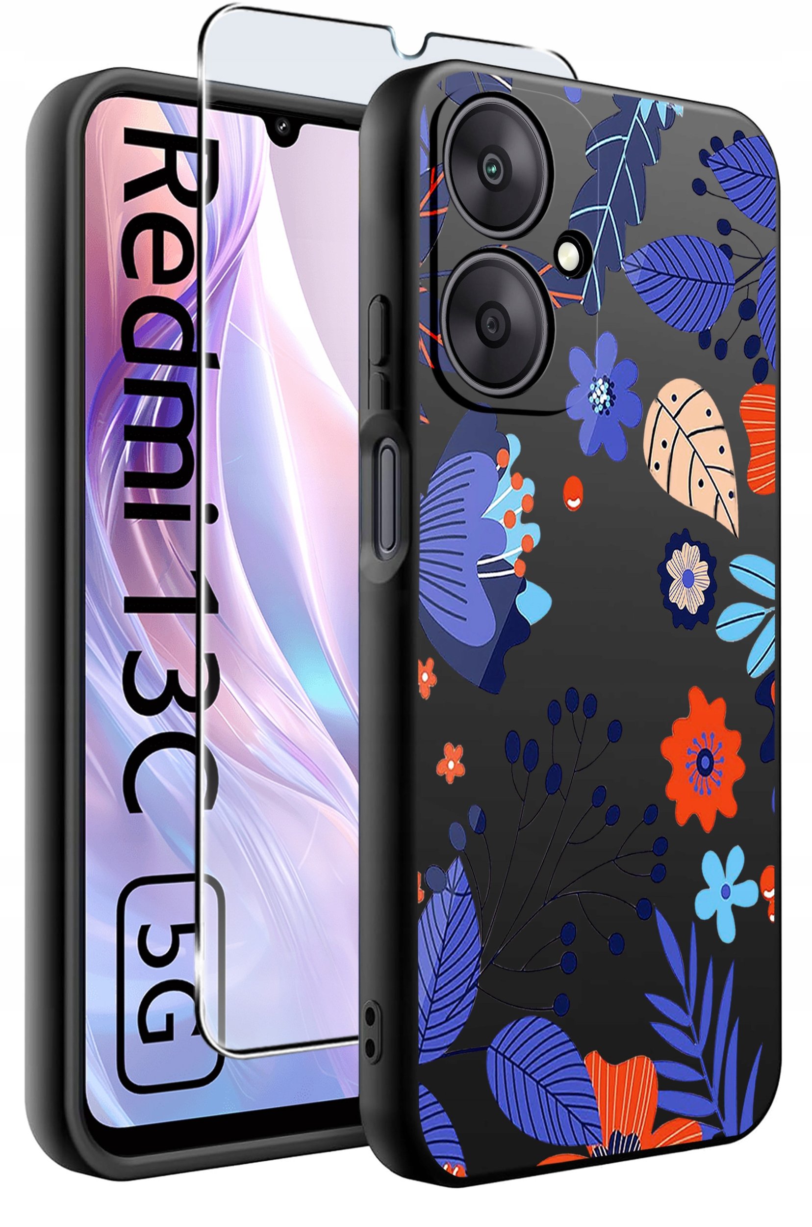 ETUI do Xiaomi Redmi 13C 5G WZORY |SILIKONOWE MATT CASE +SZKŁO HARTOWANE 9H