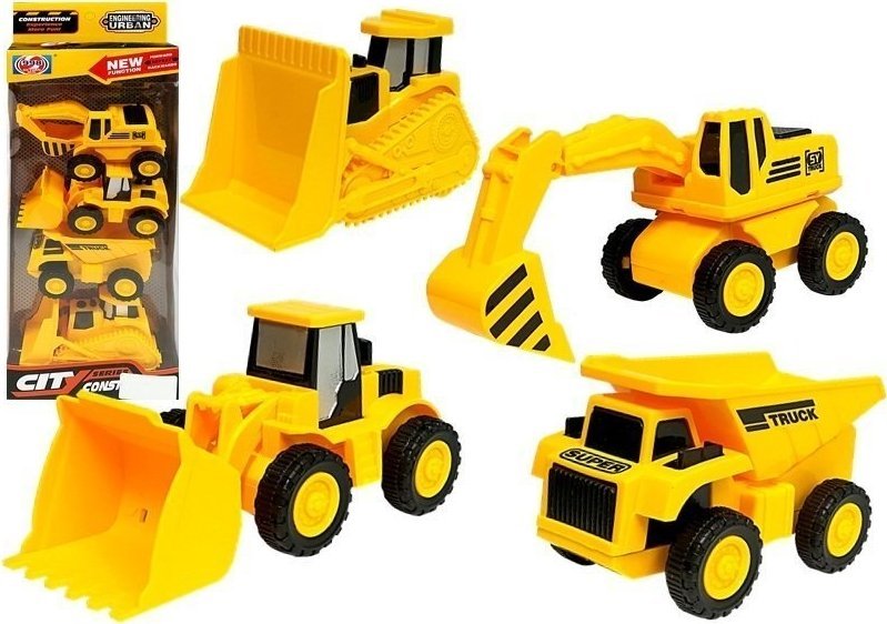 Zestaw Pojazdów Budowy 4 sztuki Napęd Frykcyjny LEAN Toys