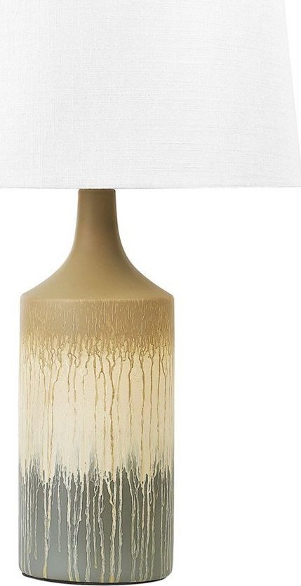 Lampa stołowa Beliani Lampa stołowa ceramiczna beżowa z szarym CALVAS