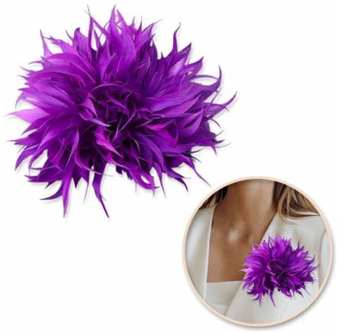 Ecarla Broszka Ozdobna, Spinka Do Włosów 2w1 Pióra Fiolet BZ207FIO