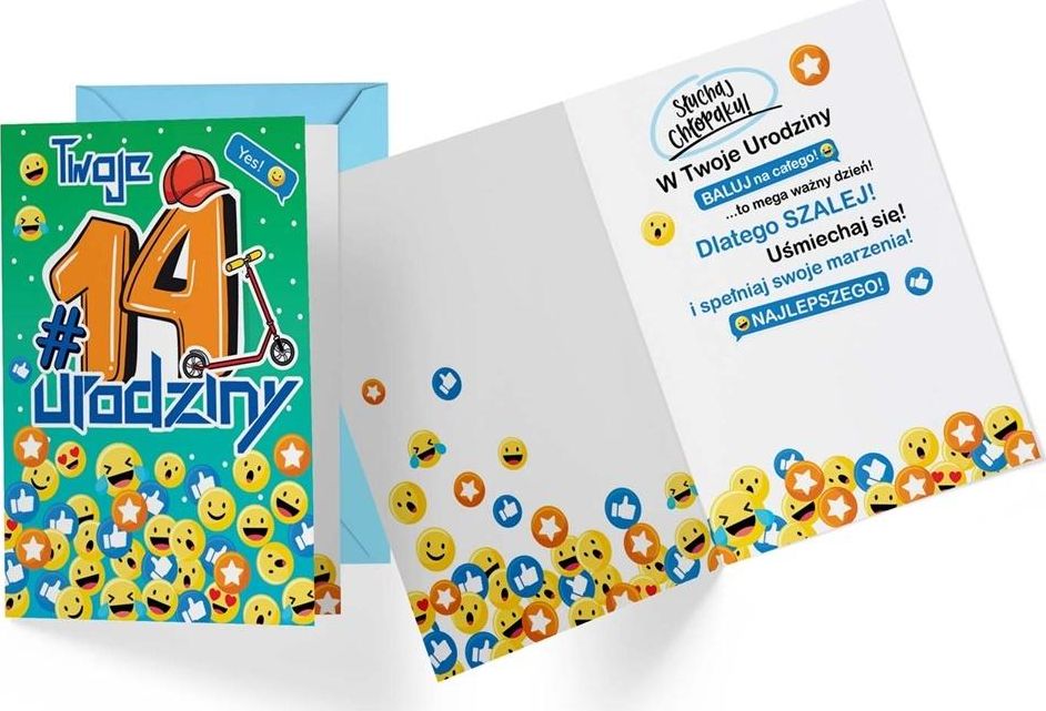 KUKARTKA Karnet PR-338 Urodziny 14 chłopiec