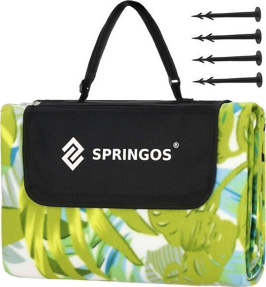 Springos Koc plażowy piknikowy 150x200 cm na biwak mata zielona UNIWERSALNY