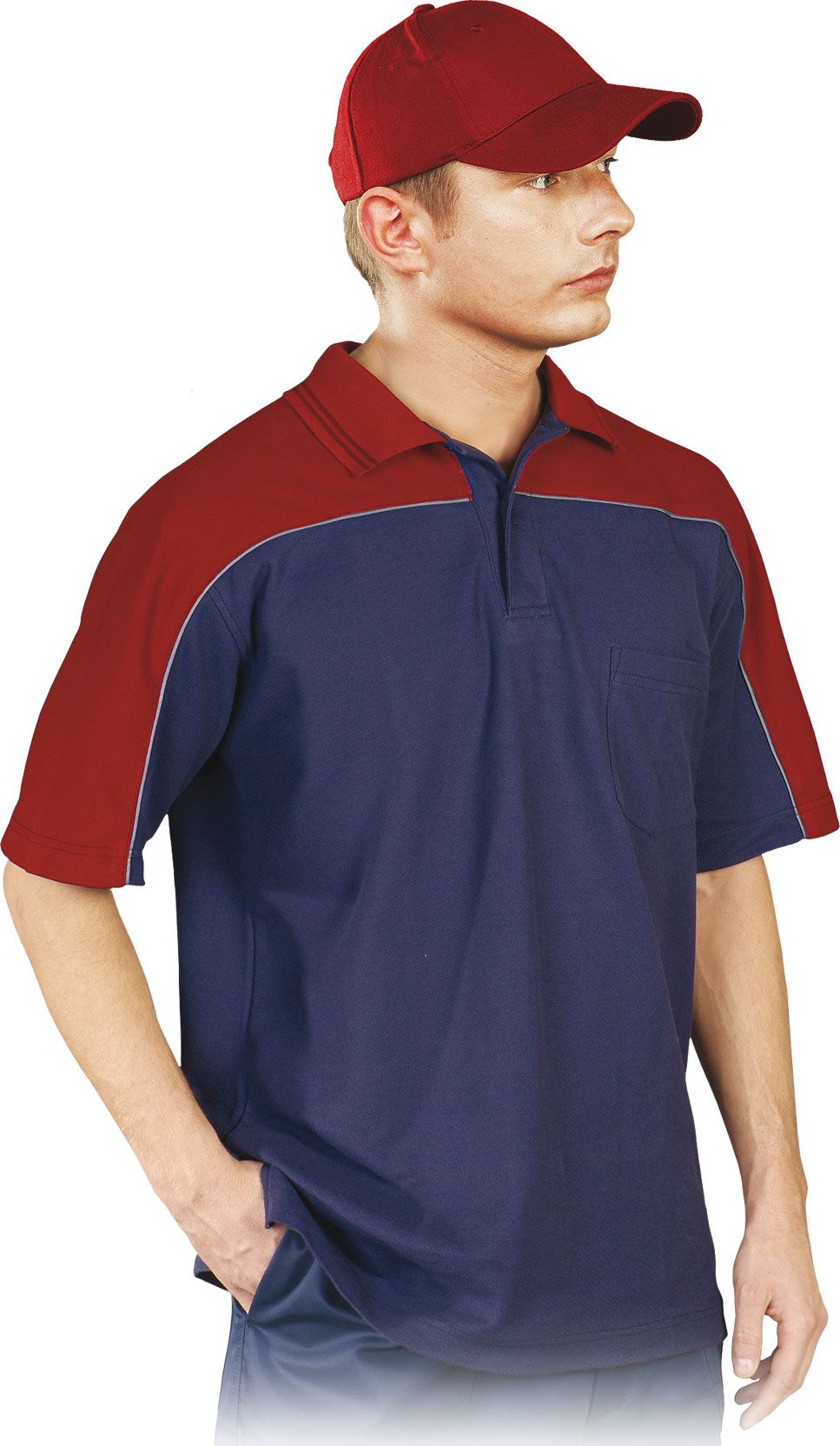 Reis Polo-Forest Koszulka Robocza Granat Red Polo - S