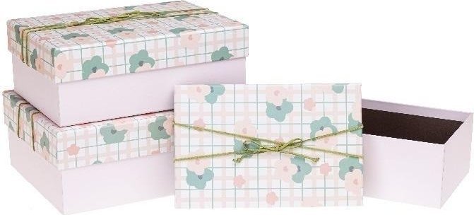 Pudełko prezentowe z kokardą 3szt kwiaty ROZETTE