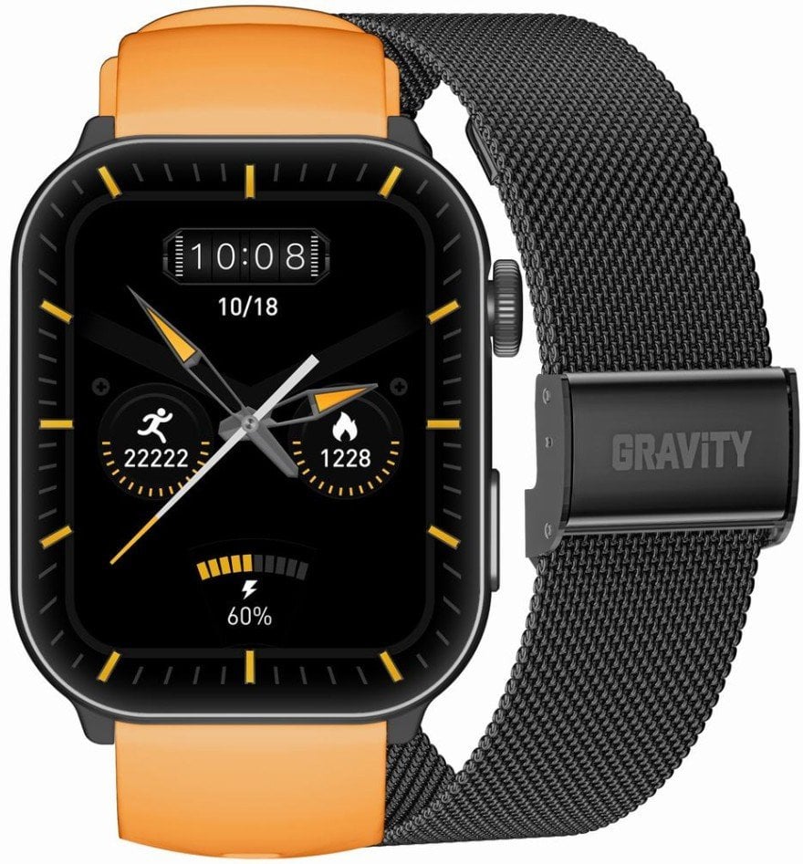 Smartwatch Męski GRAVITY GT28-2 Pasek + Bransoleta Pomarańczowo Czarny