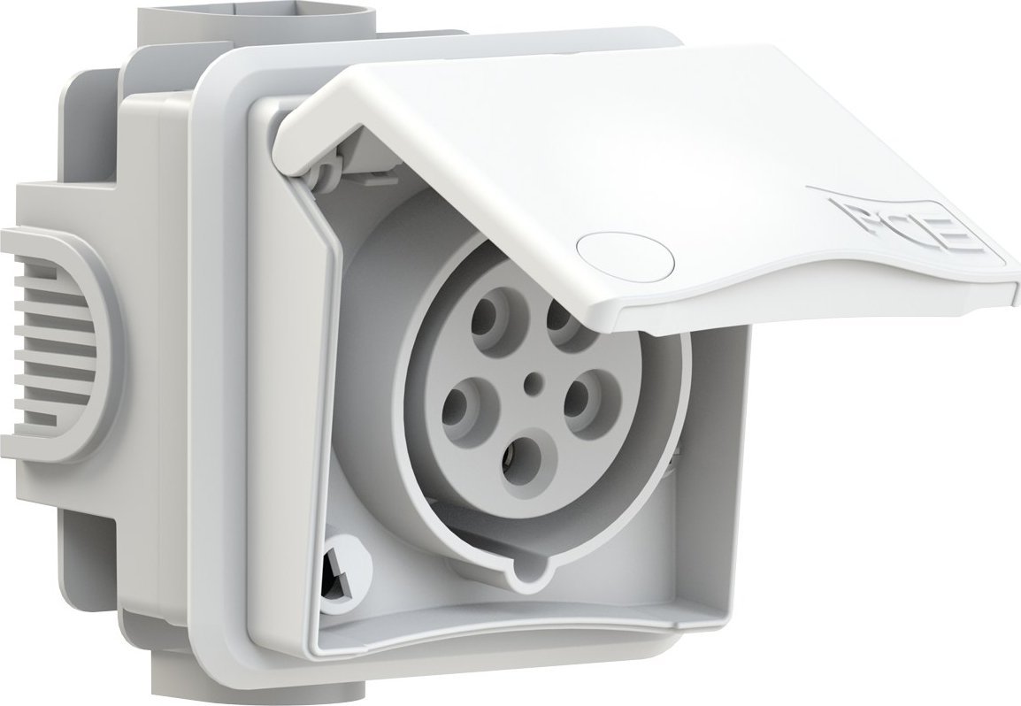 PCE Gniazdo podtynkowe przelotowe zabudowane seria Design 16A 3P+Z+N 400V IP44