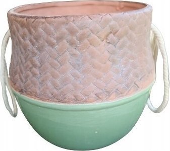 Polnix Osłonka ceramiczna zielona gliniana boho 13 cm