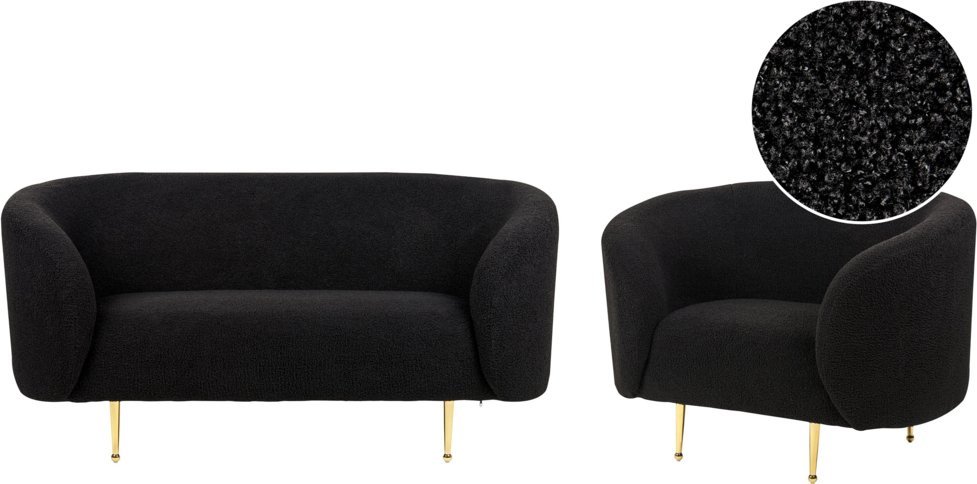 Beliani Komplet wypoczynkowy 3-osobowy boucle czarny LOEN