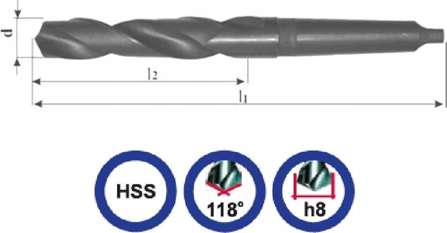 Wiertło 9,6 NWKc DIN 345 RN walc 168-87 HSS pas chwyt MK1