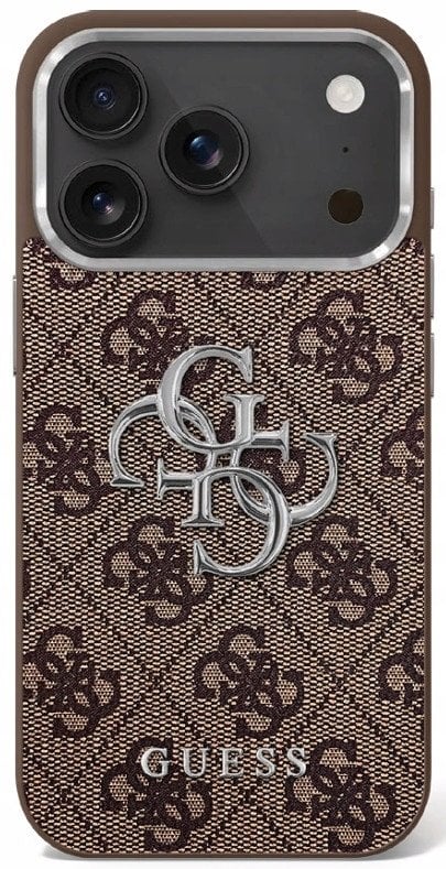 Guess Etui 4G Big 4G Classic Logo do iPhone 17 brązowy srebrny