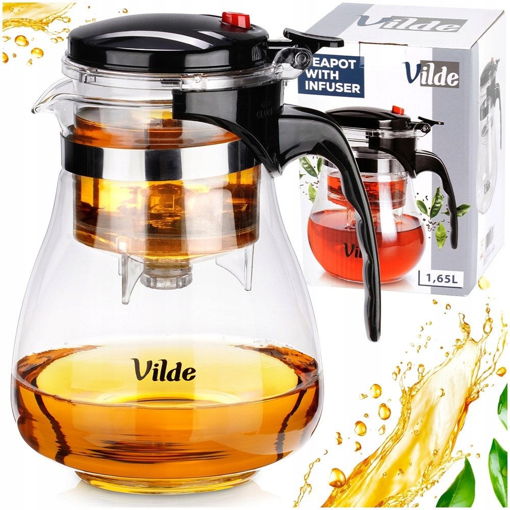 DZBANEK SZKLANY 1,65L Z ZAPARZACZEM SPUSTOWYM DO HERBATY ZIÓŁ 259418
