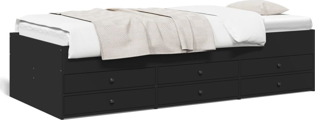 vidaXL vidaXL Łóżko dzienne z szufladami, czarne, 90x190 cm