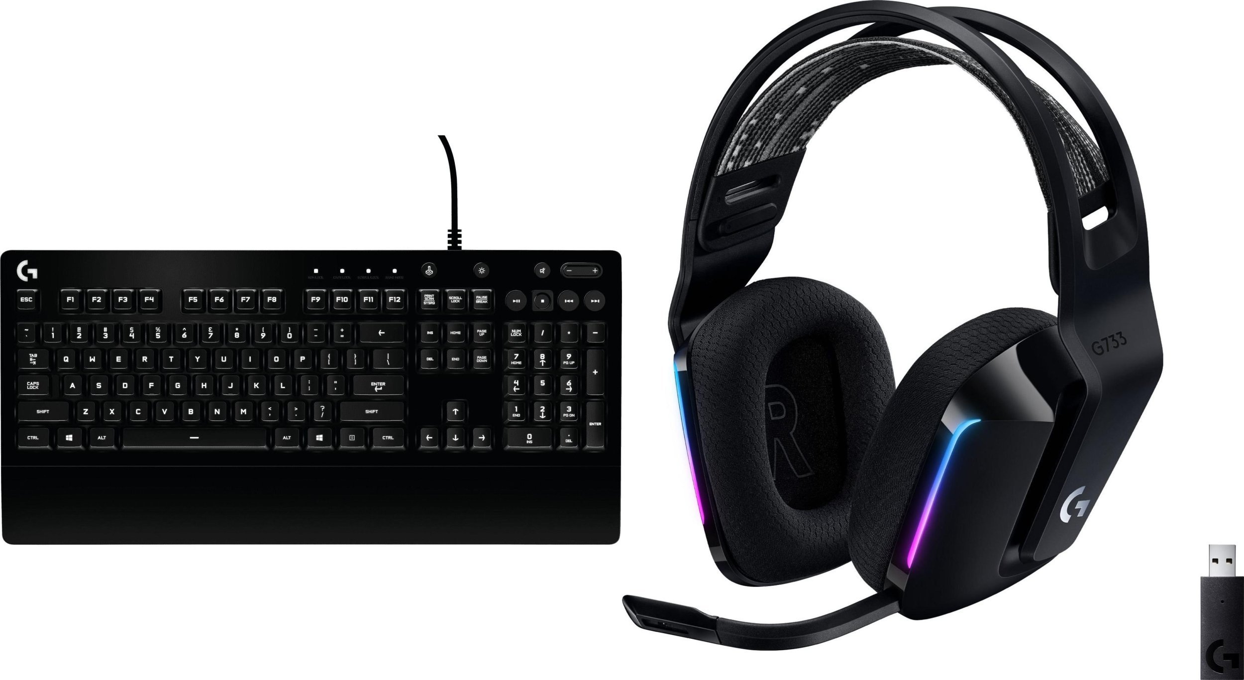 Klawiatura Logitech G213 Prodigy (920-008093) + G733 Lightspeed Czarne (981-000864)