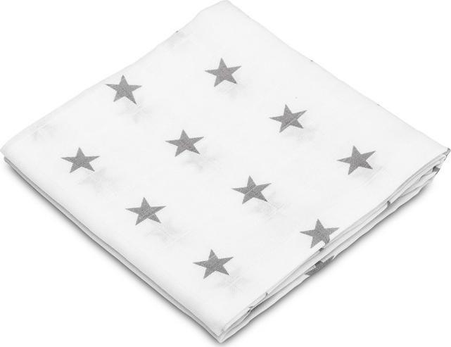 Sensillo PIELUCHA MUŚLINOWA 70X80 CM GWIAZDKI SZARE 093 / 3677