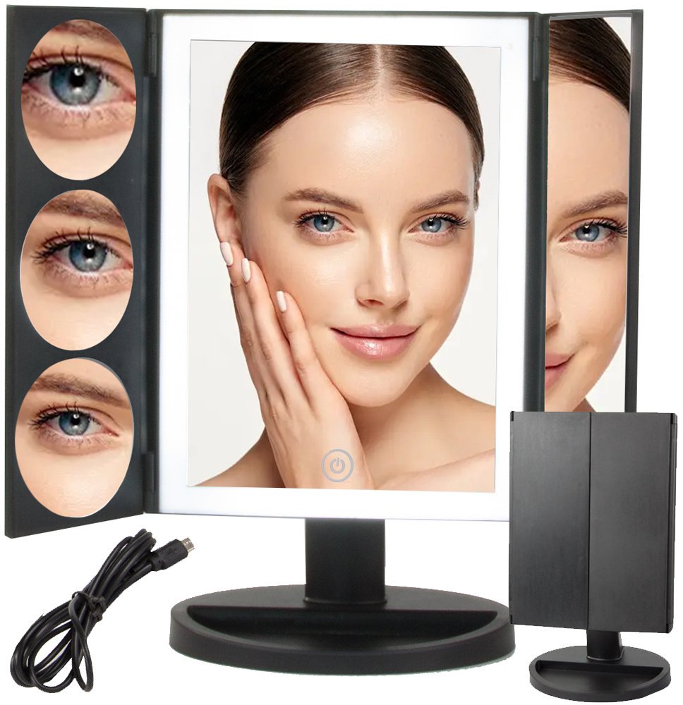 Lusterko kosmetyczne podświetlane led do makijażu powiększające 3x 5x 10x