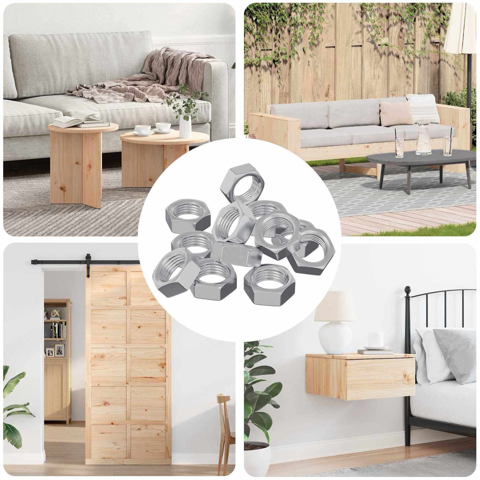 vidaXL Nakrętki sześcienne 12 pcs srebrny M6 Żelazo