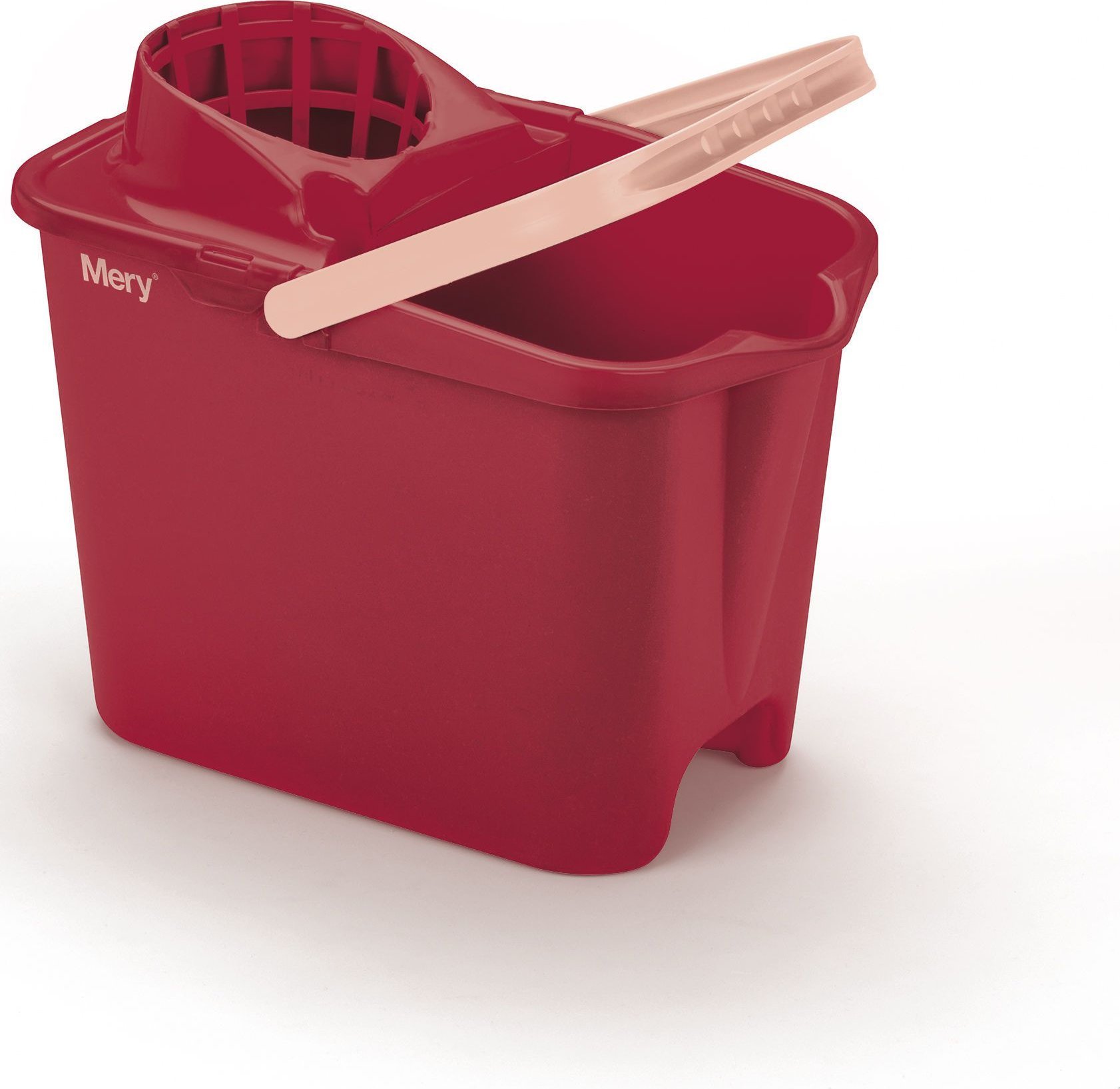 NPC Polska Mery Prostokątne wiadro 14 l z wyciskaczem czerwone