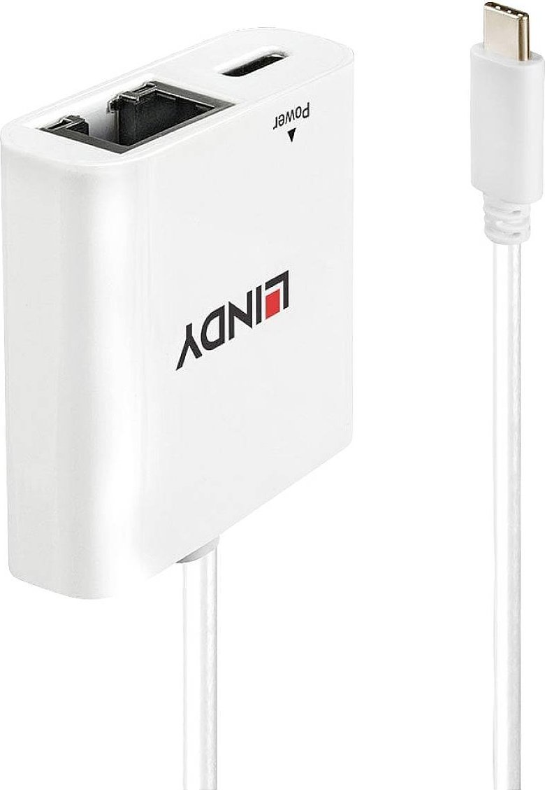 Adapter USB Lindy 43284 USB-C - RJ45 + USB-C Biały (43284)