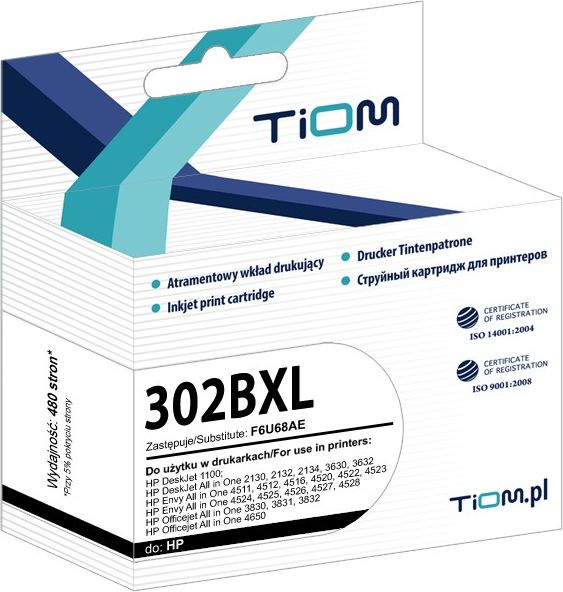 Tusz Tiom Tusz zamiennik Tiom HP 302 xl F6U68AE black