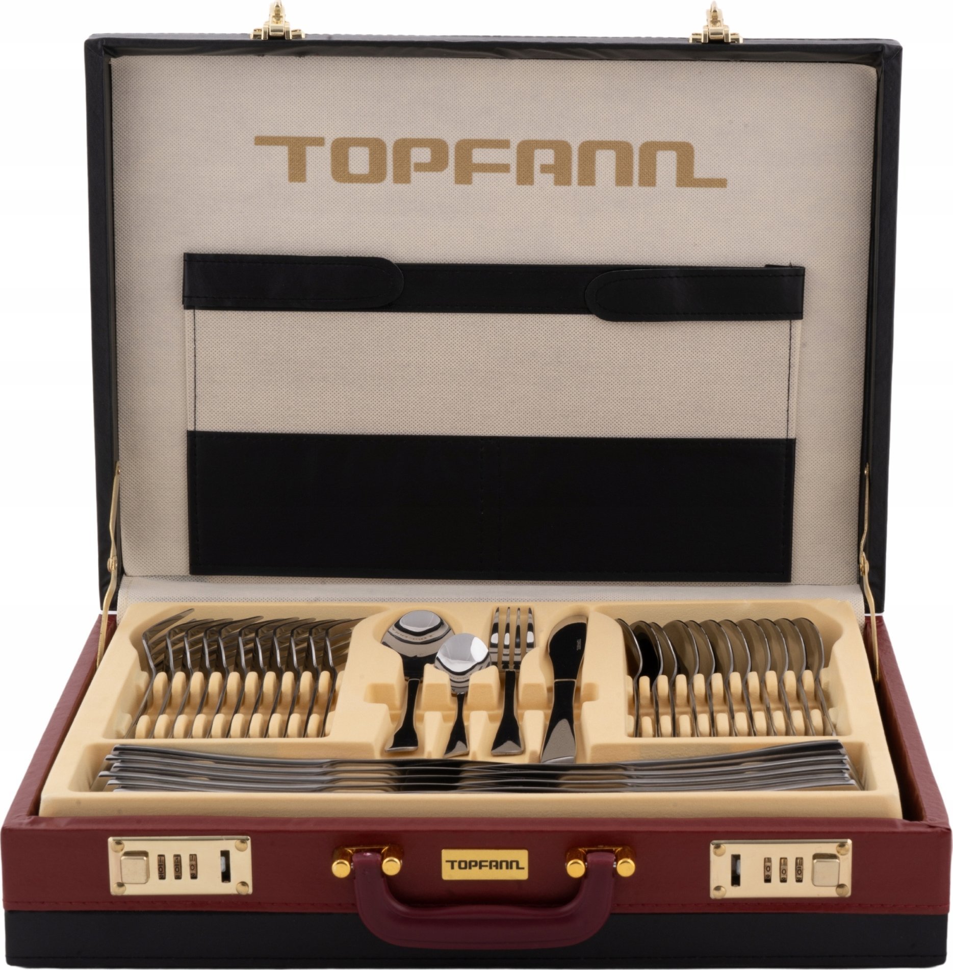 Topfann KOMPLET SZTUĆCÓW NA 12 OSÓB WALIZKA ZESTAW SZTUĆCE 72 EL TOPFANN IRIS