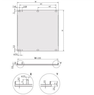U-PANEL PRZEDNI 2U 28HP EMC W.PIN