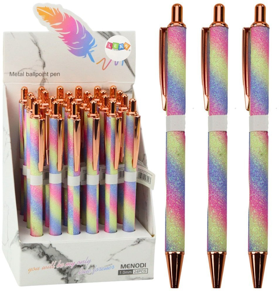 Długopis Metalowy Automatyczny Brokatowy Niebieski Tusz 1.0mm