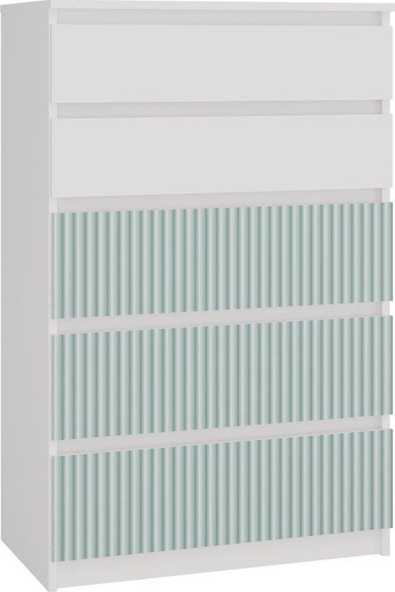 Topeshop Komoda do pokoju dziecka, Malwa, 70x40x110 cm, biały, miętowy