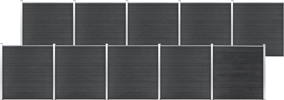 vidaXL Ogrodzenie do ogrodu, WPC, 1737 x 186 cm, szare